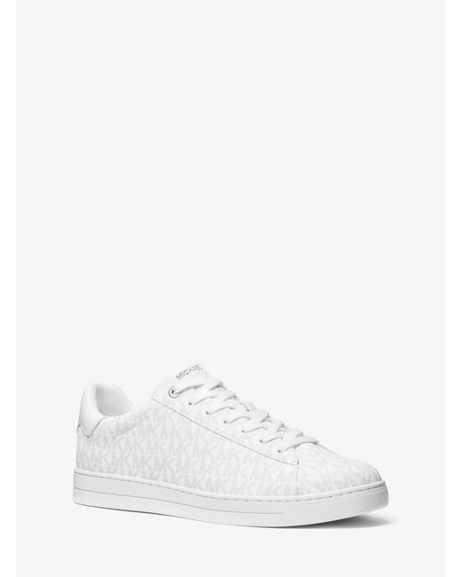 Michael Kors Outlet White Mk Jacob Signature Logo Trainers for men