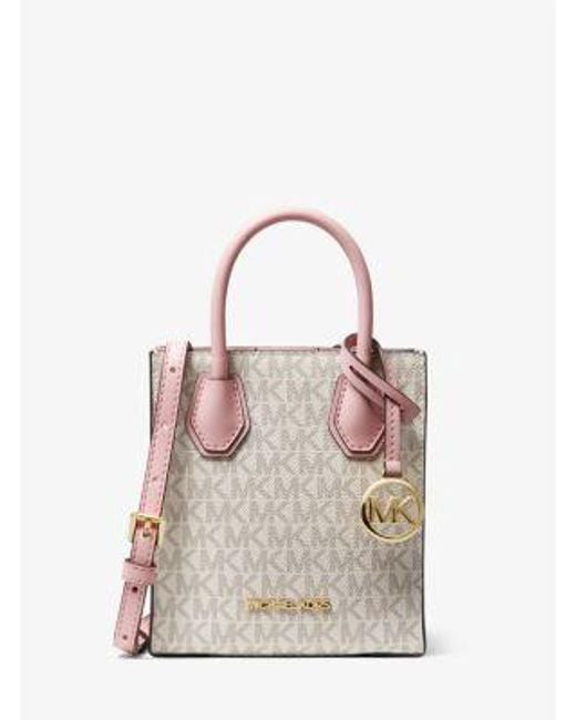 Michael Kors Pink Mercer Extra-Small Logo And Leather Crossbody Bag