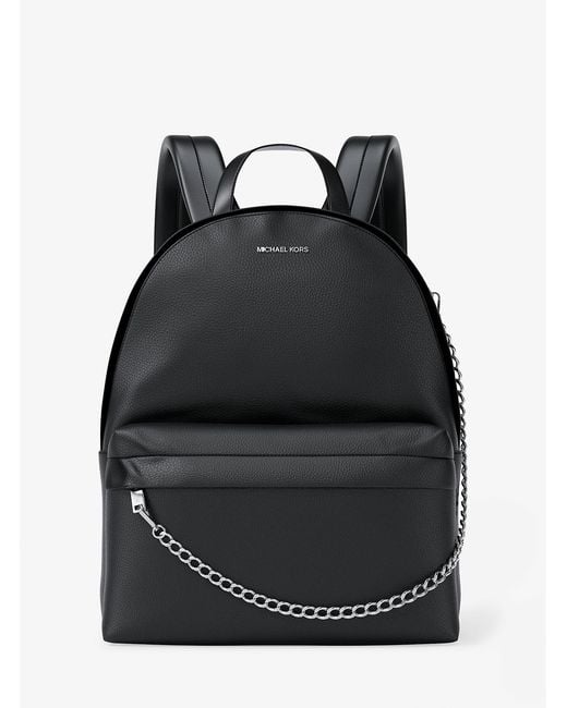 Michael Kors Outlet Black Mk Slater Medium Backpack