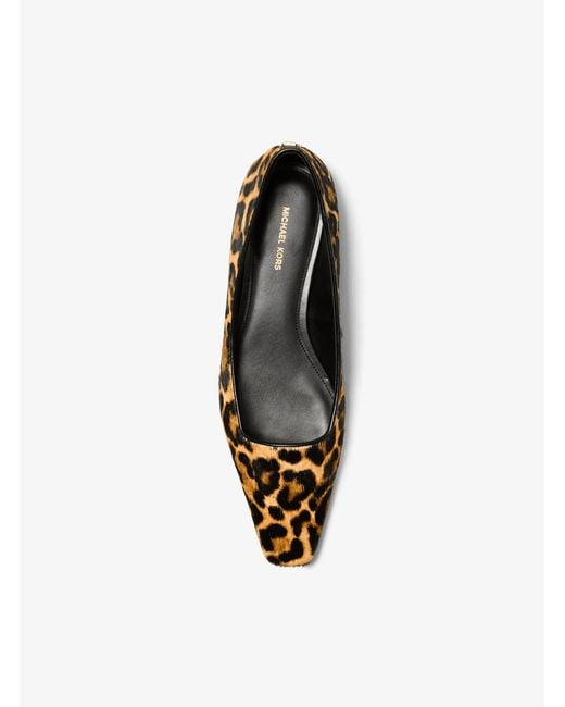 MICHAEL Michael Kors White Mk Darrah Leopard Print Calf Hair Ballet Flat