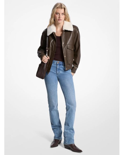 MICHAEL Michael Kors Blue Mk Faux Fur Trim Bomber Jacket