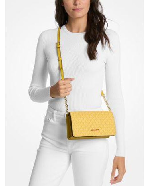 Michael Kors Yellow Jet Set Medium Signature Logo Crossbody Bag