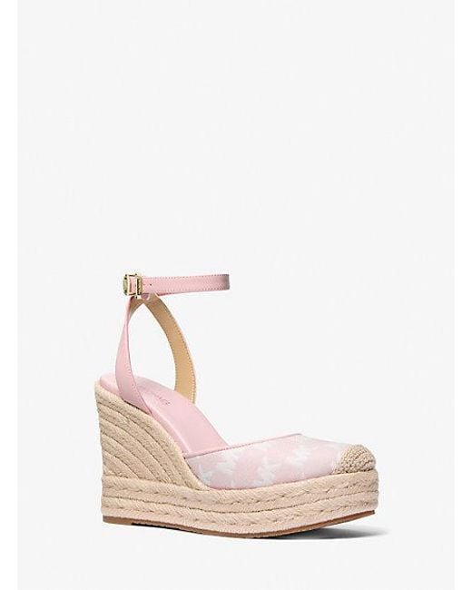 Michael Kors Pink Larissa Logo Jacquard Espadrille Wedge