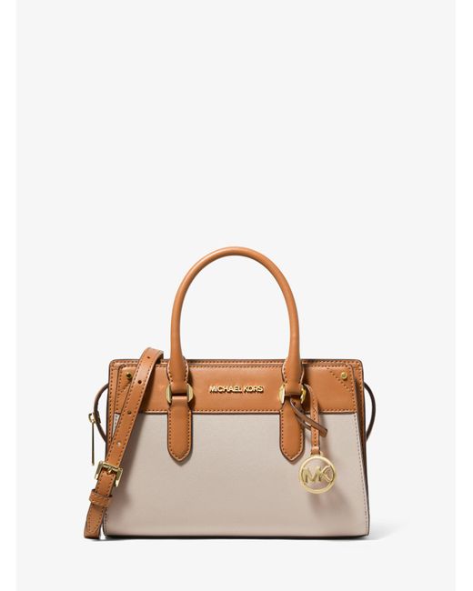 Michael Kors Natural Mirren Small Two-tone Leather Satchel