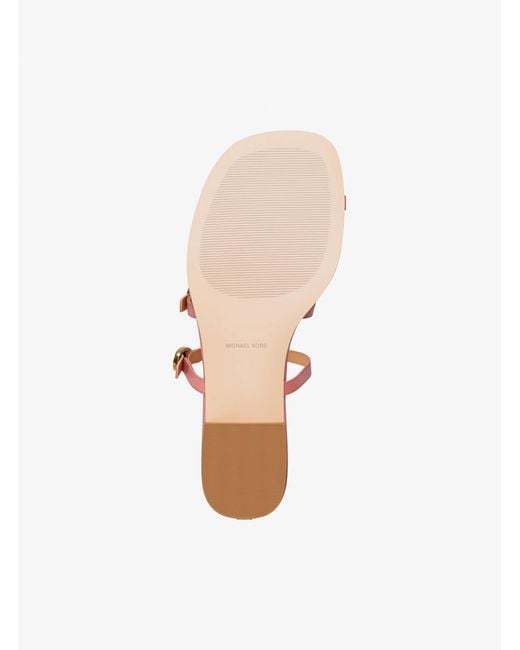 Michael Kors Pink Kya Leather Flat Sandal