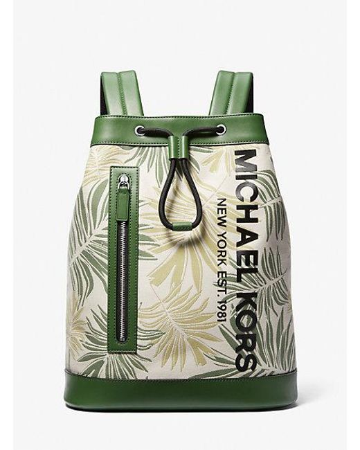 Michael Kors Green Cooper Palm Jacquard Mariner Backpack for men