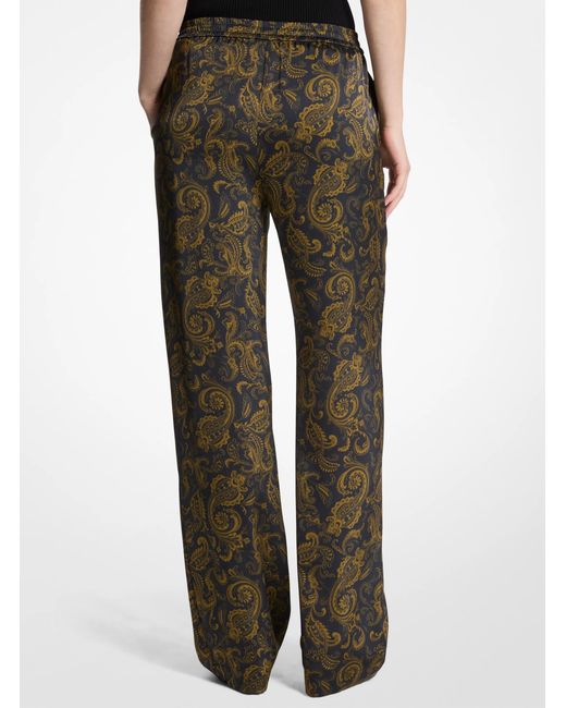 MICHAEL Michael Kors Green Paisley Print Satin Pajama Pants