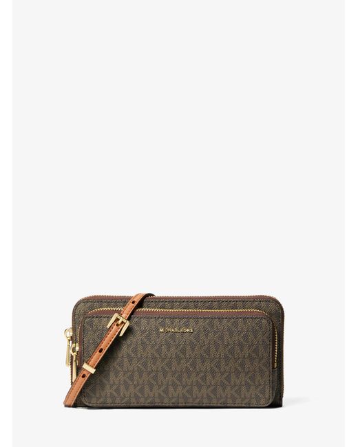 MICHAEL Michael Kors Brown Jet Set Large Signature Logo Convertible Crossbody Bag