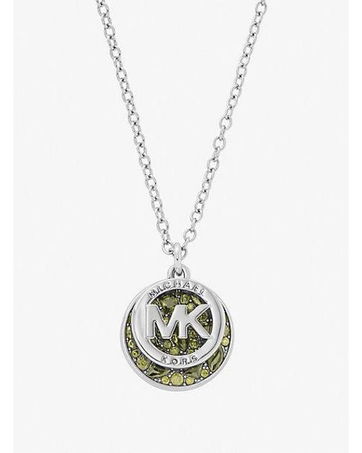 Michael Kors White Pavé Logo Necklace