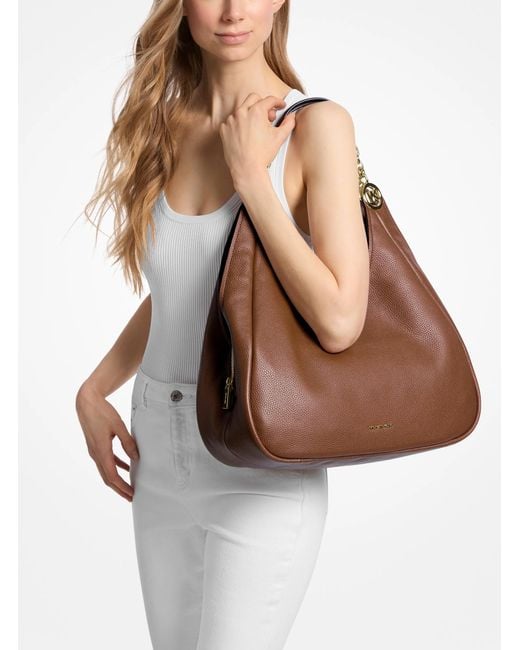 MICHAEL Michael Kors Brown Mk Ellie Large Pebbled Leather Shoulder Bag