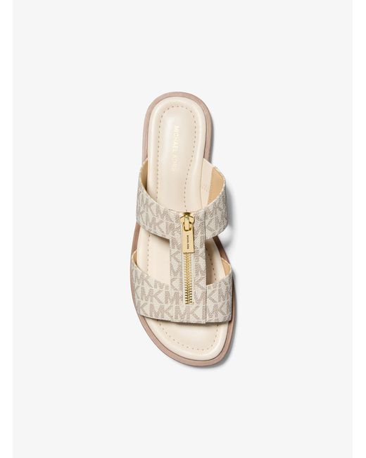 MICHAEL Michael Kors White Mk Berkley Signature Logo Slide Sandal