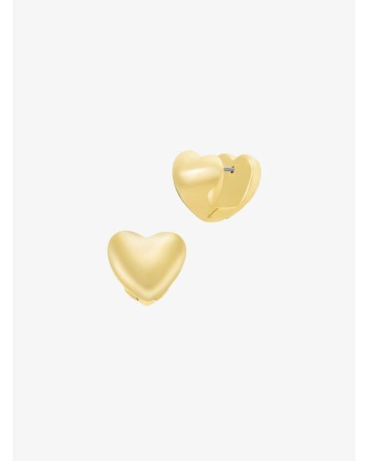 Michael Kors White Puffy Heart Huggie Earrings