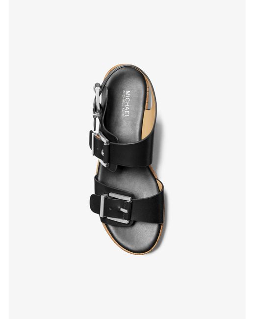 MICHAEL Michael Kors Black Mk Colby Leather Flatform Sandal