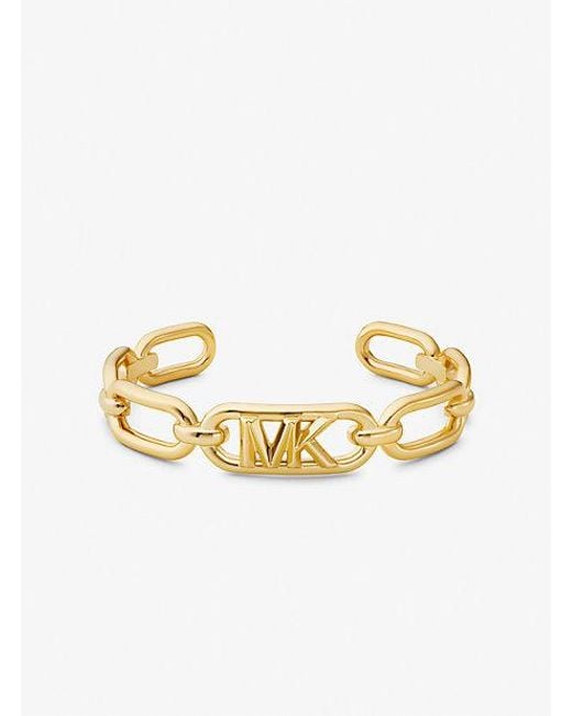 Michael Kors Metallic 14k Gold Plated Frozen Empire Link Cuff Bracelet