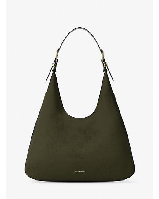 Michael Kors Green Mk Nolita Large Nubuck Hobo Shoulder Bag