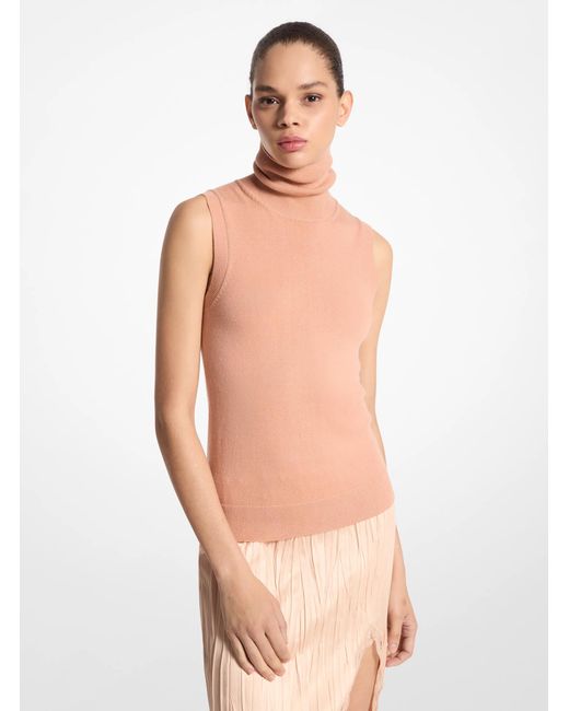 Michael Kors White Cashmere Turtleneck Tank