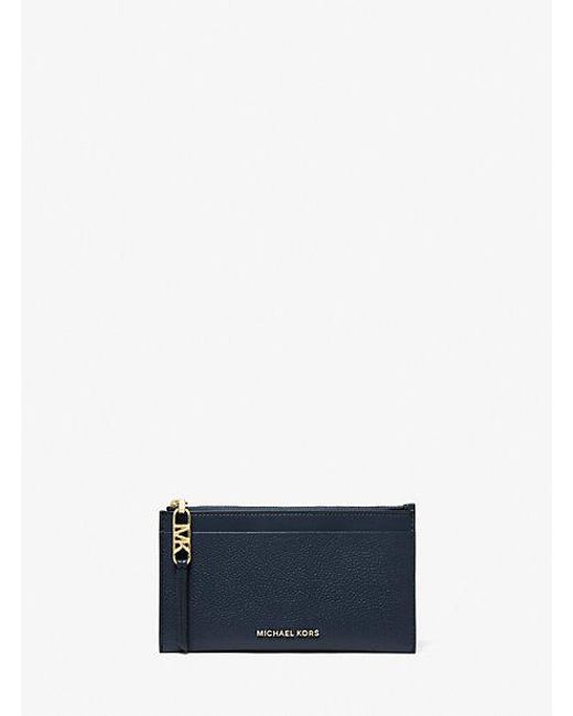 Michael Kors Blue Mk Empire Large Pebbled Leather Card Case