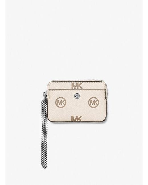 Michael Kors Natural Medium Logo Debossed Chain Card Case