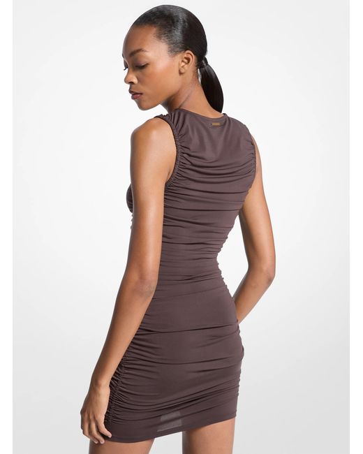 MICHAEL Michael Kors White Ruched Stretch Matte Jersey Mini Dress