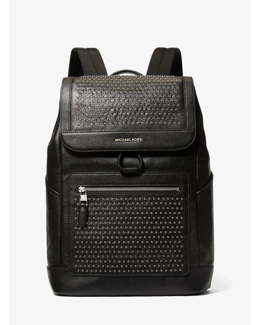 Michael Kors Black Hudson Medium Grommeted Leather Backpack for men