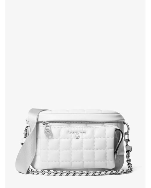 MICHAEL Michael Kors White Slater Medium Quilted Leather Sling Pack