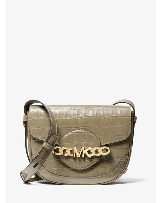 Michael Kors Hally Medium Crocodile Embossed Leather Crossbody Bag Lyst