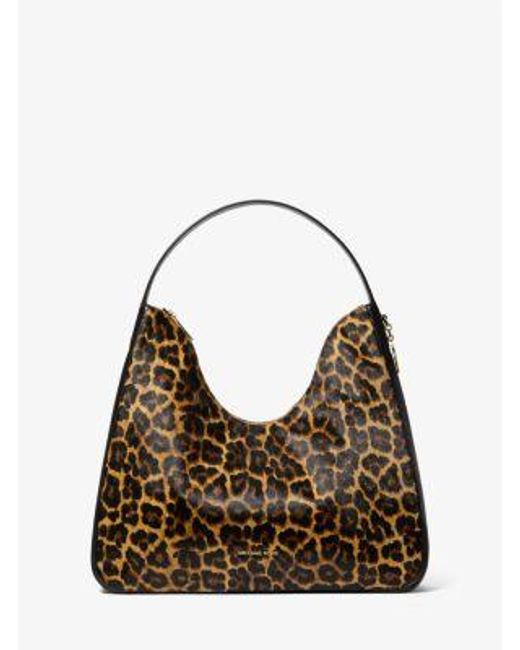 Michael Kors Brown Nayla Medium Leopard Print Calf Hair Shoulder Bag