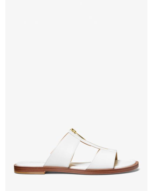 MICHAEL Michael Kors White Mk Berkley Leather Slide Sandal