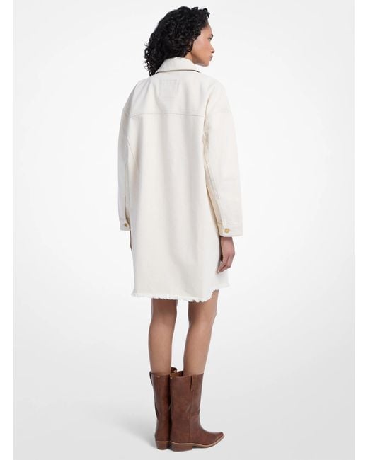 Michael Kors White Oversized Frayed Denim Jacket