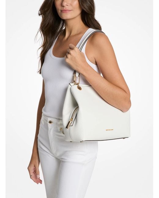 MICHAEL Michael Kors White Kensington Large Pebbled Leather Tote Bag