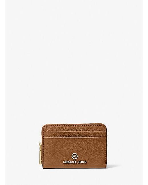 Michael Kors Brown Jet Set Small Pebbled Leather Wallet