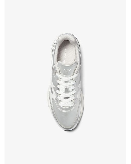 MICHAEL Michael Kors White Riley Metallic Leather Trainer