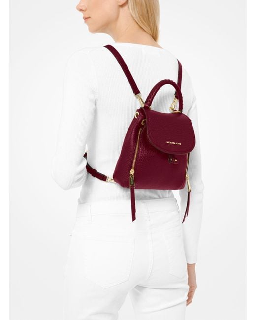 Michael Kors Viv Extra-small Pebbled Leather Backpack in Red