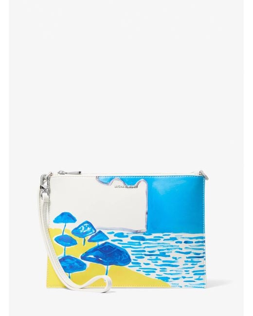 Michael Kors Blue X Christina Zimpel Jet Set Extra-Large Convertible Wristlet