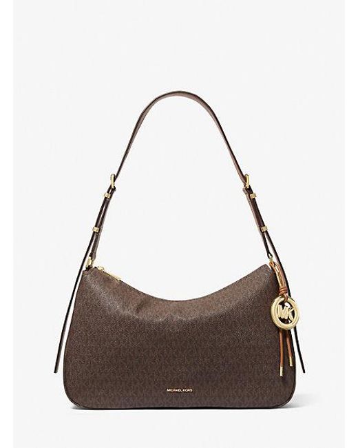 Michael Kors Brown Mk Nolita Medium Signature Logo Shoulder Bag