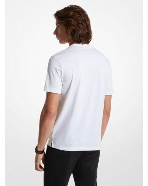 Michael Kors White Mk Signature Logo Print Cotton T-Shirt for men