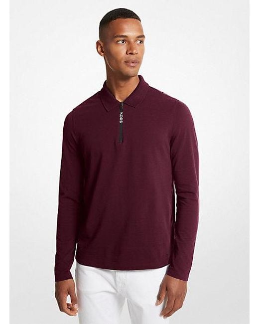Michael Kors Red Cotton Long-sleeve Polo Shirt for men