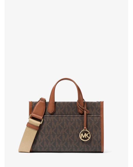 Michael Kors Outlet Brown Mk Gigi Small Signature Logo Small Tote Bag