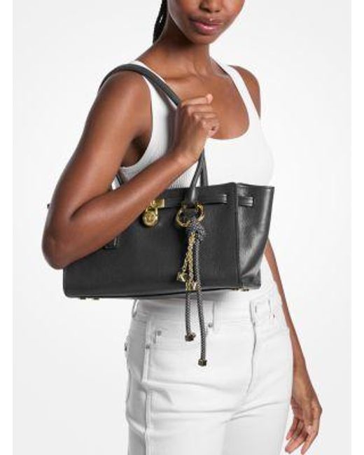 Michael Kors Black Mk Hamilton Moderne Small Leather Satchel