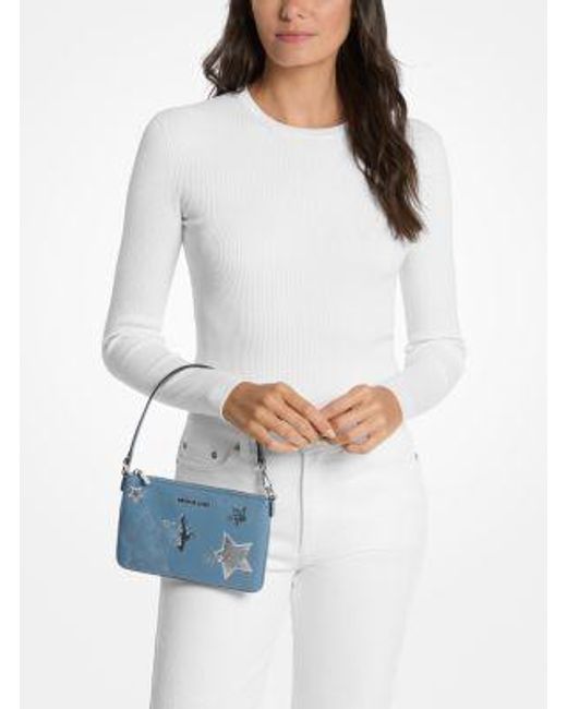 Michael Kors Blue Jet Set Small Printed Wristlet