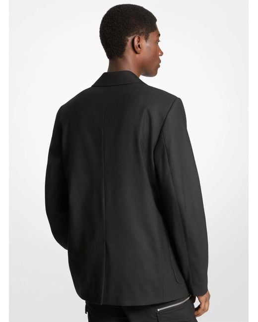 Michael Kors Black Mk Stretch Wool Flannel Double-Breasted Blazer for men