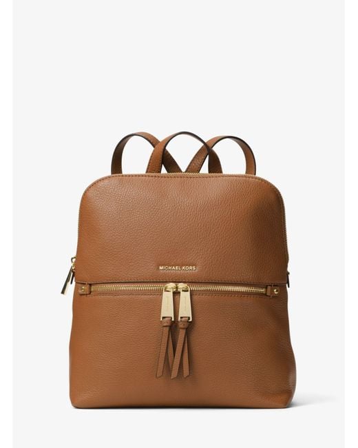 Michael Kors Brown Rhea Zip Medium Slim Backpack