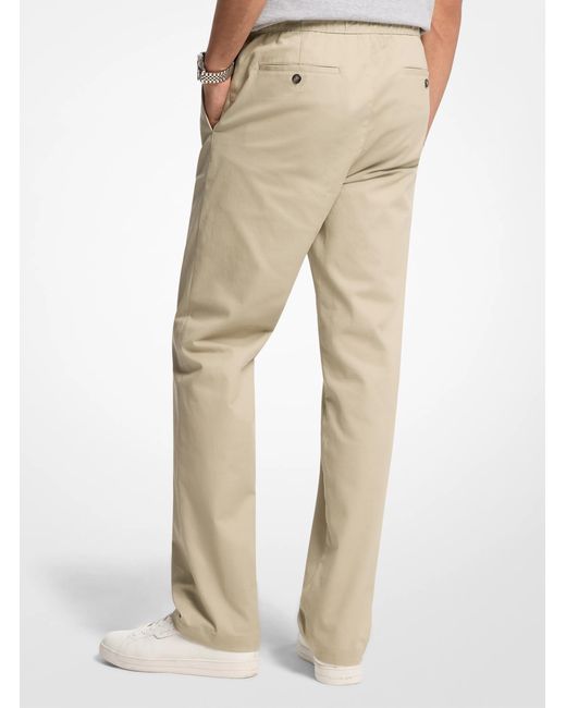 Michael Kors Natural Mk Stretch Cotton Drawstring Trousers for men