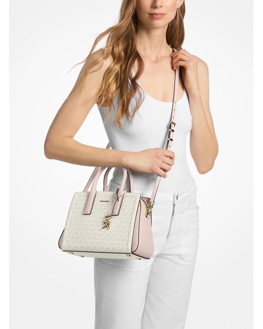Michael Kors Natural Laila Small Signature Logo Satchel