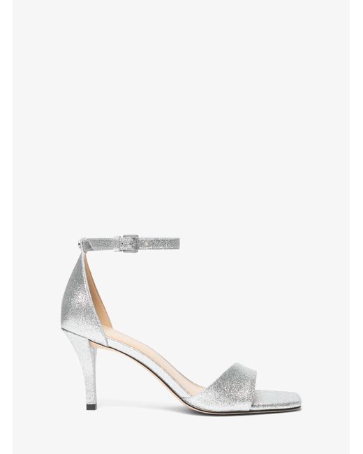 MICHAEL Michael Kors White Mk Jaida Metallic Leather Sandal