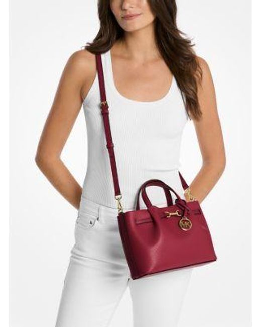 Michael Kors Red Carson Small Pebbled Leather Satchel