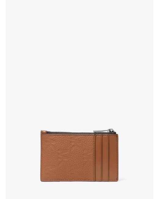 Michael Kors White Hudson Logo Embossed Leather Card Case for men