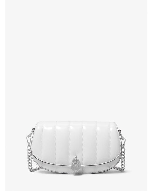 Michael Kors Outlet White Mk Mila Small Patent Convertible Crossbody Bag