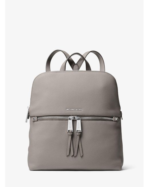 Michael Kors Gray Rhea Medium Slim Leather Backpack