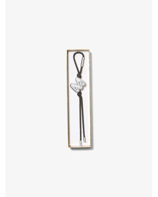 MICHAEL Michael Kors White Mk Initial-Tone And Speckled Cord Bag Charm